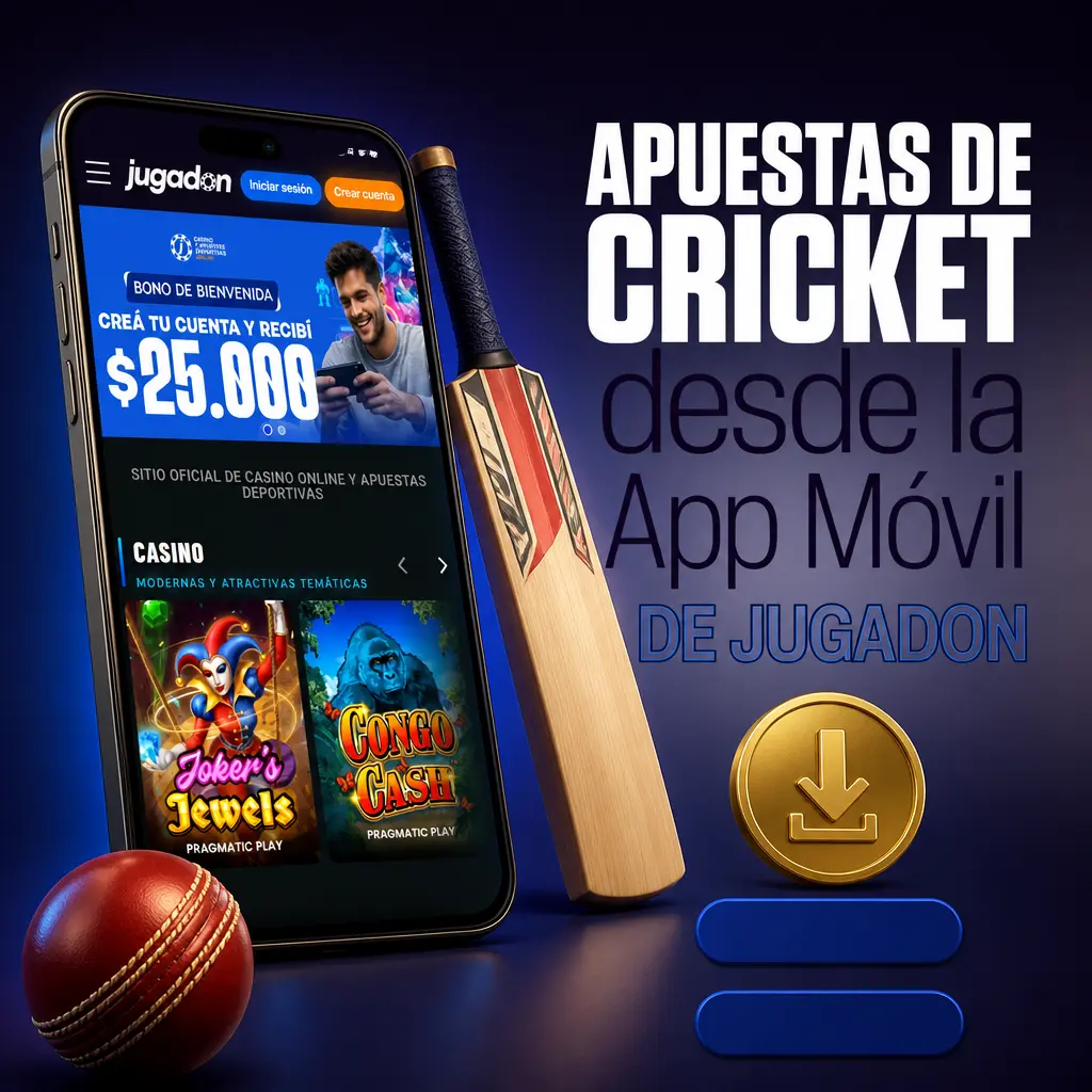 Apuestas de cricket en vivo y prematch desde la app móvil de Jugadon Sports, Argentina