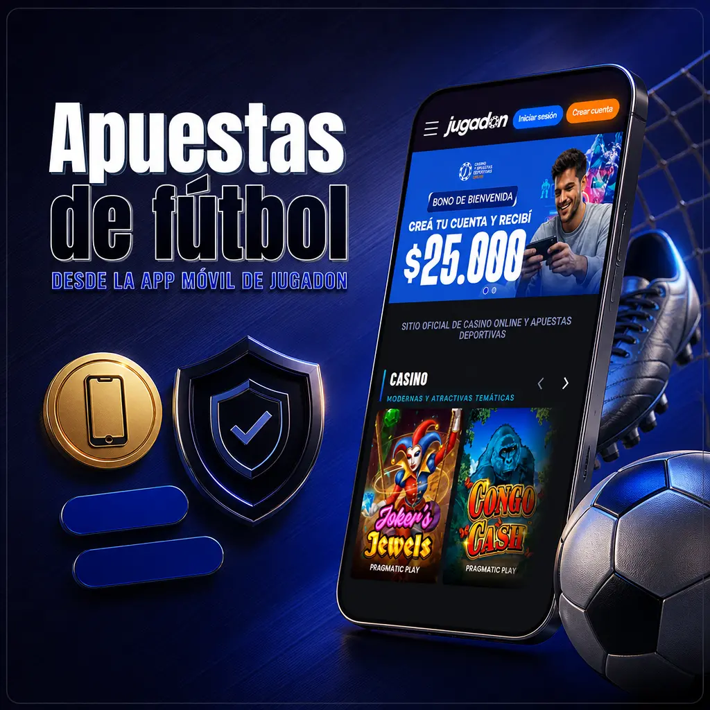 Apuestas de fútbol prepartido y en vivo desde la app móvil de Jugadon, con cuotas actualizadas en tiempo real