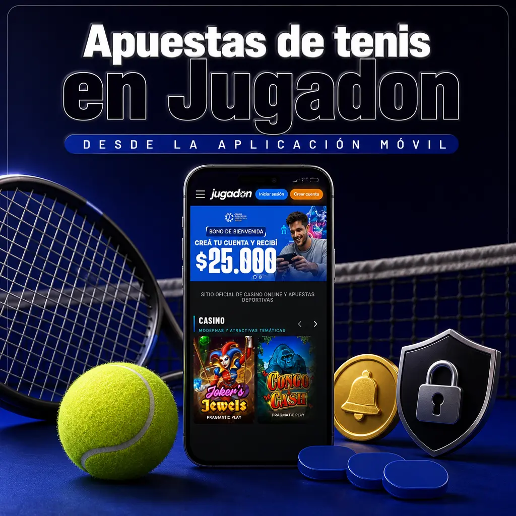 Apuestas de tenis en la app móvil de Jugadon, con partidos del día y opción de apuestas en vivo