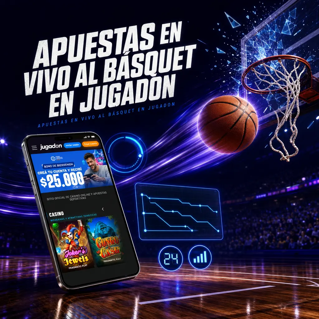Apuestas en vivo al básquet en Jugadon con cuotas por cuarto, tracker visual y opción de cobro anticipado