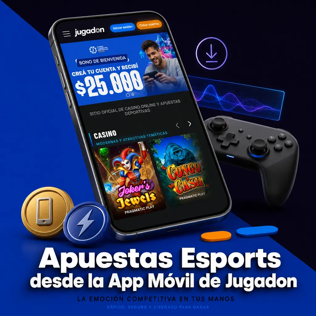 Apuestas esports en vivo desde la app móvil de Jugadon, con cuotas dinámicas y estadísticas en tiempo real