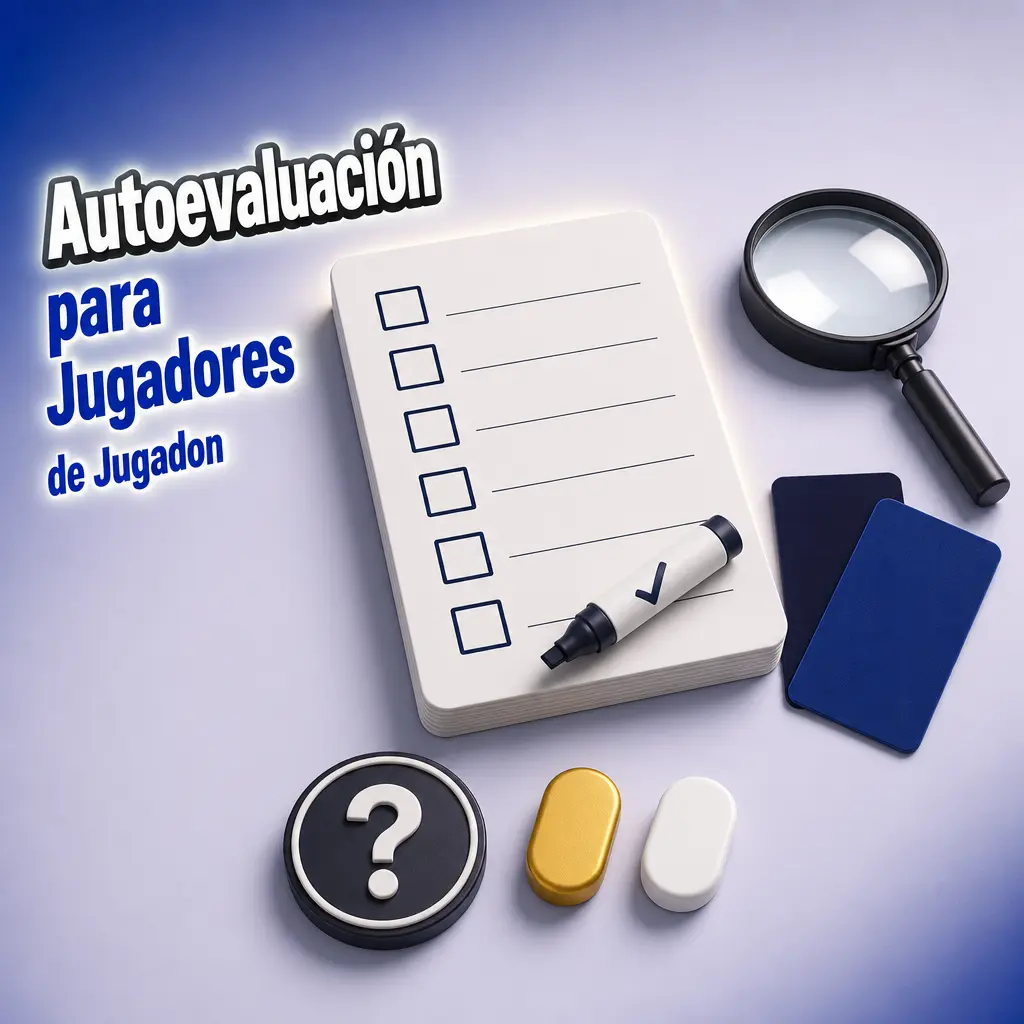 Autoevaluación de Jugadon para detectar hábitos de juego problemáticos y activar límites o pausas a tiempo.