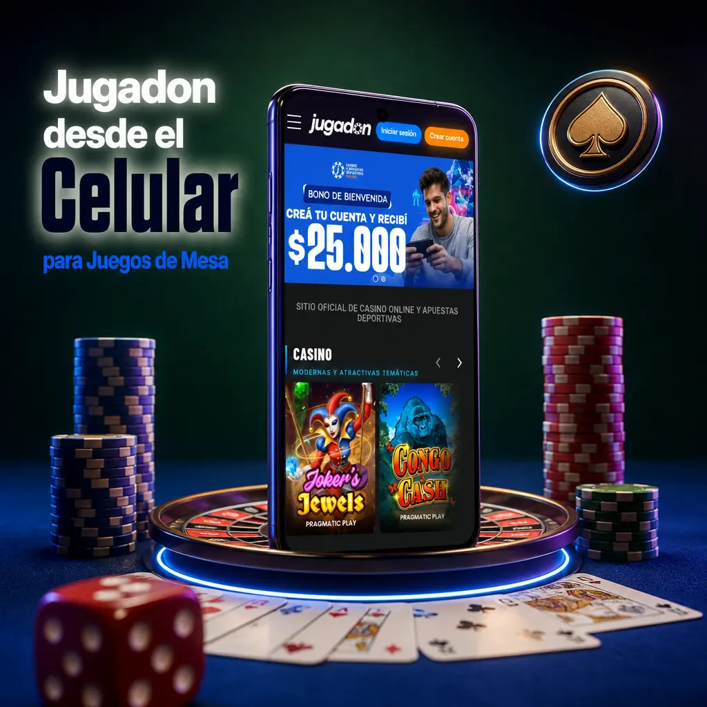 Celular mostrando Jugadon con juegos de mesa en vivo desde el navegador, compatible con Android e iOS