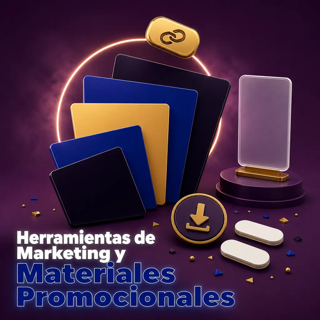 Kit de herramientas de marketing con banners, landing pages y creatividades promocionales para afiliados de Jugadon