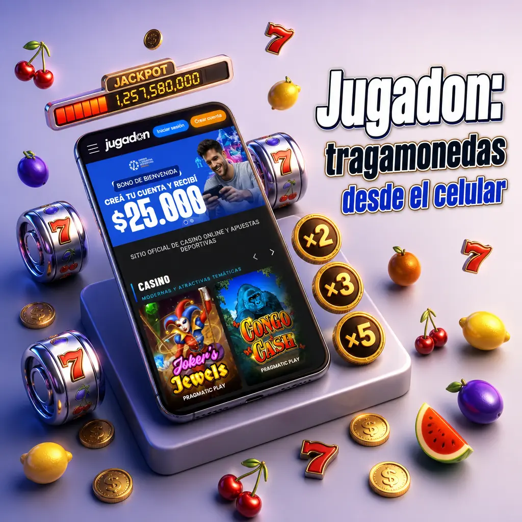 Tragamonedas de Jugadon en la pantalla de un celular con navegador móvil Android e iOS
