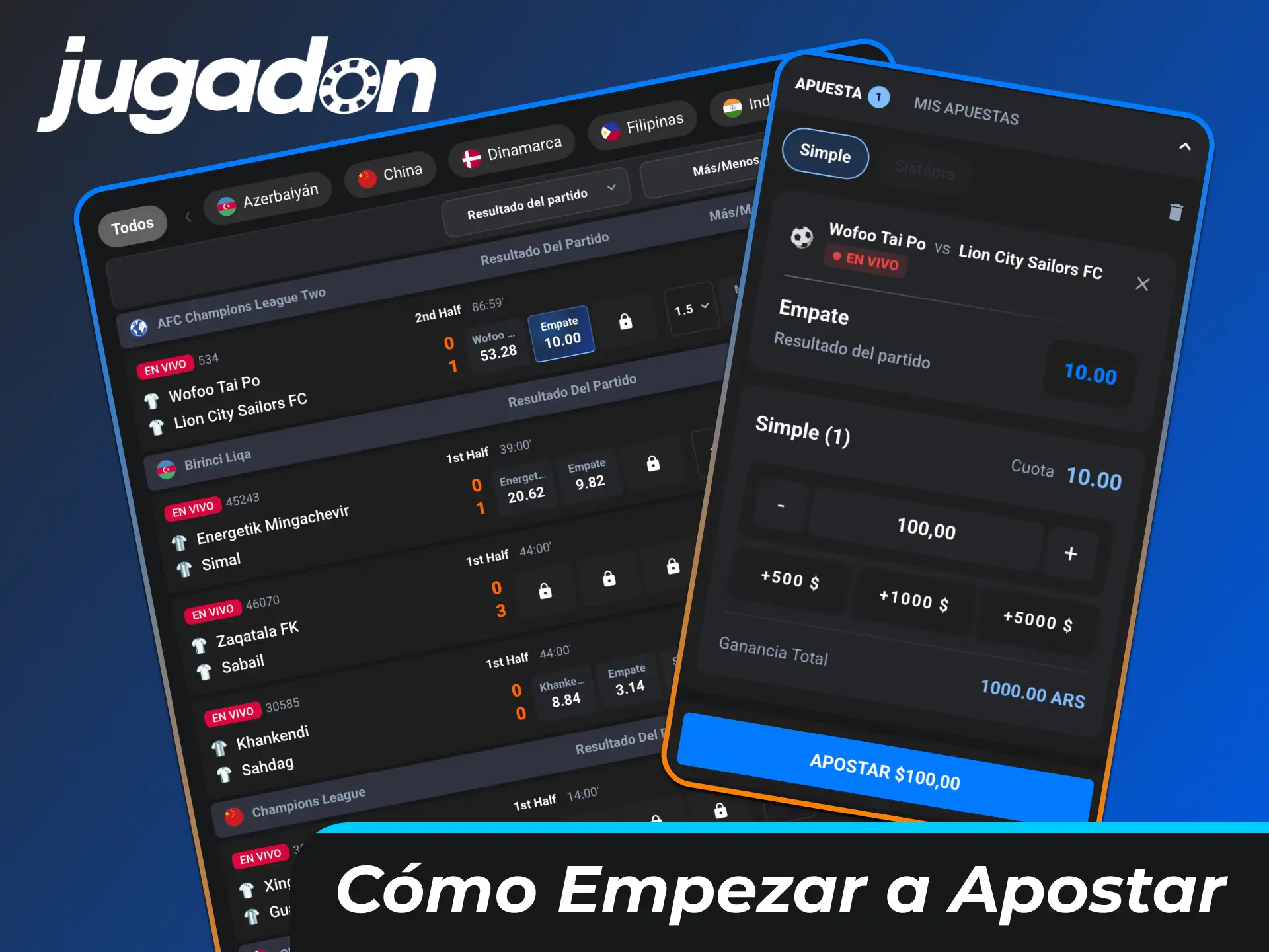 Seguí la guía paso a paso y realizá tu primera apuesta en Jugadon.