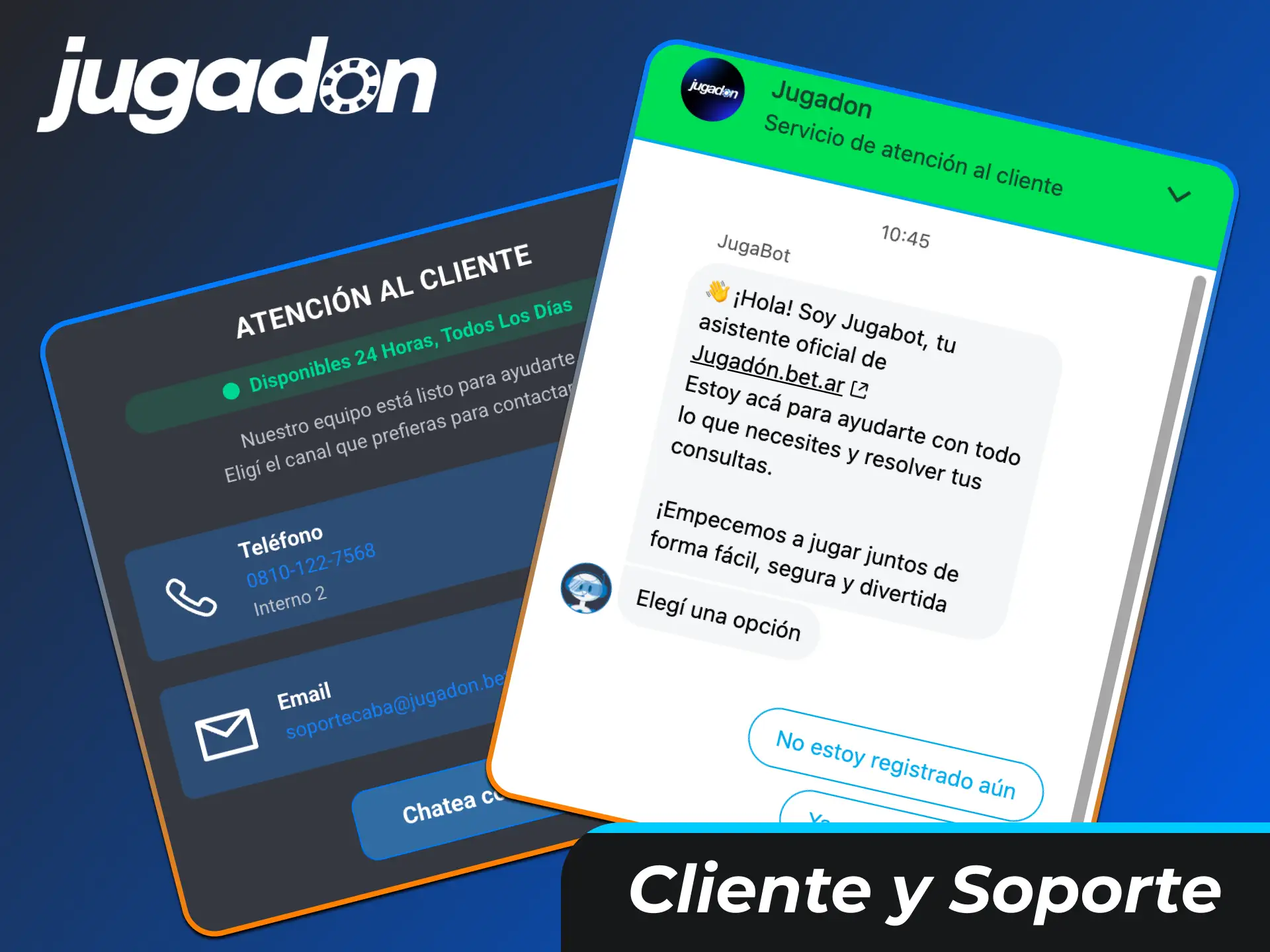 Ponete en contacto con el equipo de asistencia para resolver tus dudas en Jugadon.