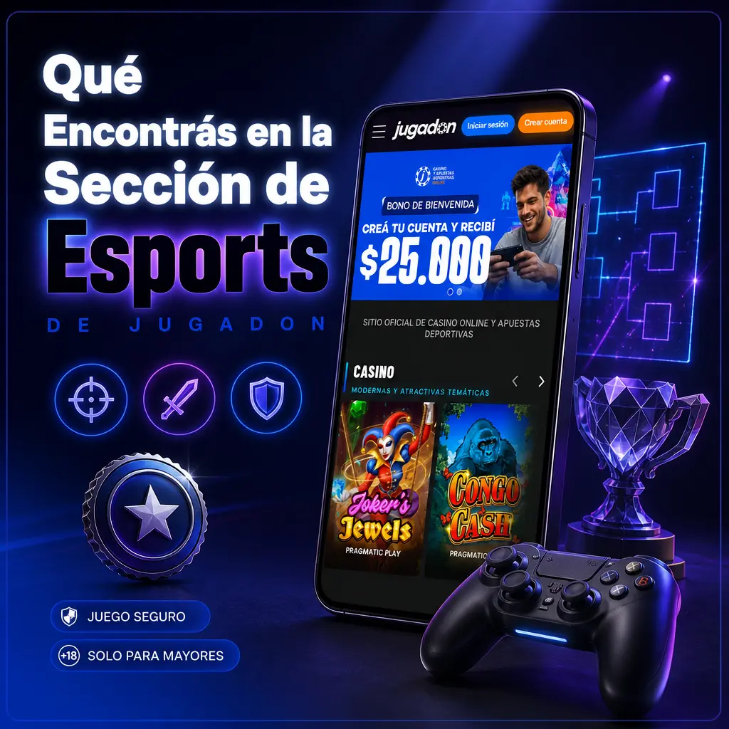 Sección de apuestas esports en Jugadon con 5 disciplinas, ligas sudamericanas, The International y Majors de CS2